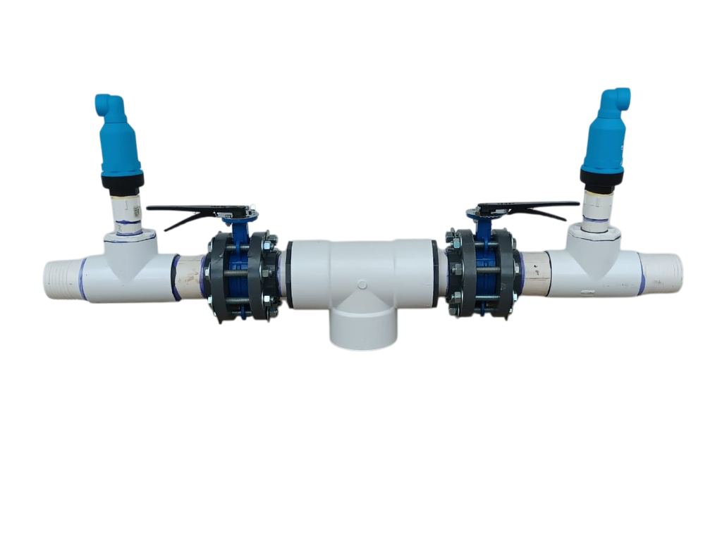 HIDRANTE DOBLE PVC-MANG 6X4X4 MARIPOSA EN FOFO Y VAS 2PULG