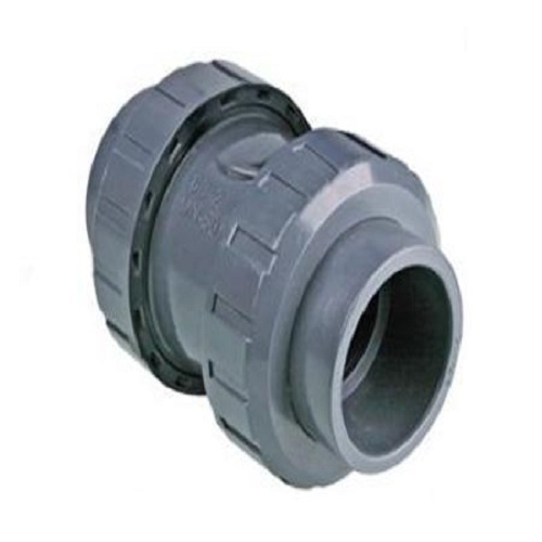 [VC8.DTR.100] VÁLVULA CHECK PVC CEDULA 80 DOBLE TUERCA C/ROSORTE D4PULG(100MM)