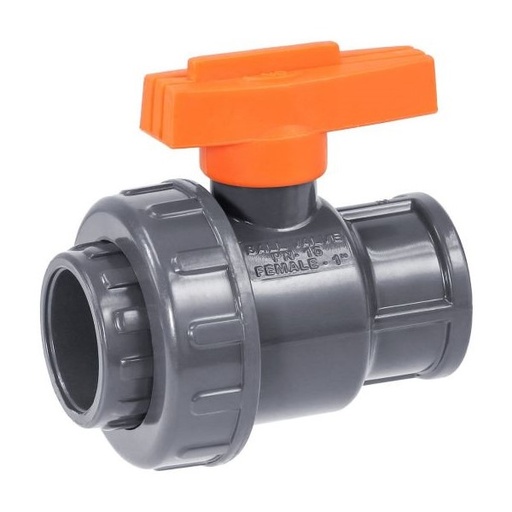 [VBG.TUP.050] VÁLVULA BOLA PVC TUERCA UNIÓN GRIS D2PULG(50MM)