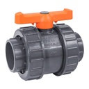 [VBG.DTP.050] VÁLVULA BOLA PVC DOBLE TUERCA GRIS D2PULG(50MM)