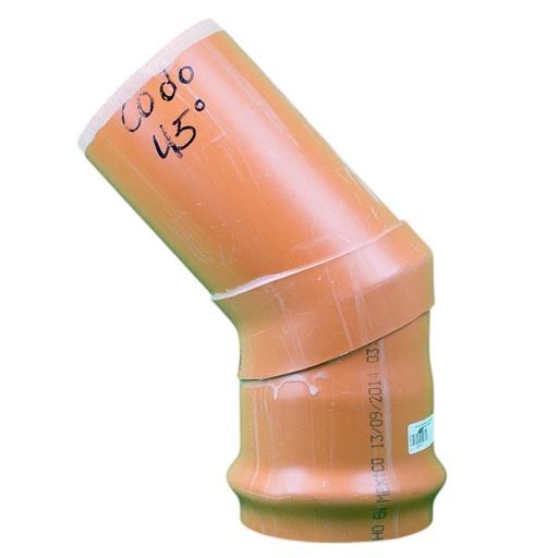 [C45.S20.400] CURVA ALCANTARILLADO PVC MÉTRICO 45X400MM (16") CAM 30PSI
